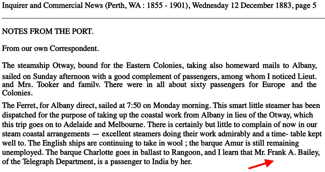 Francis Travels on the “Charlotte” to India